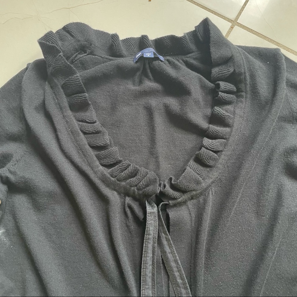 GAP Black Ruffle Neck Tie Cardigan